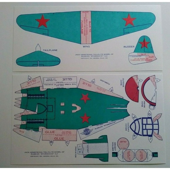 Airplane Toy Vintage Jack Armstrong Tru-Flite Model Russian Stormovik GM Cereal - Picture 2 of 10